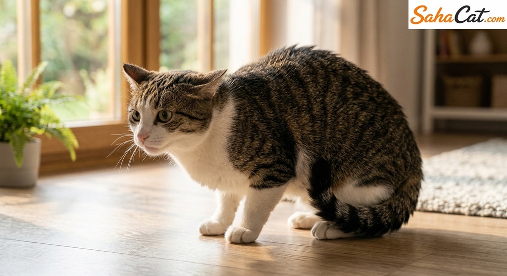 cat with defensive posture