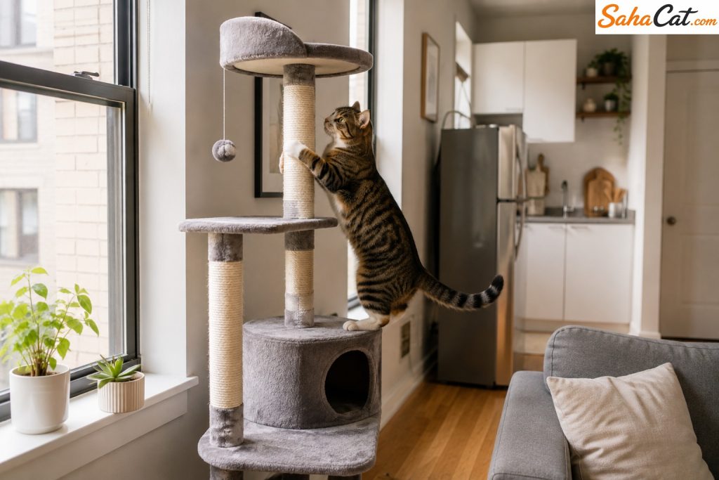 cat climbing tall