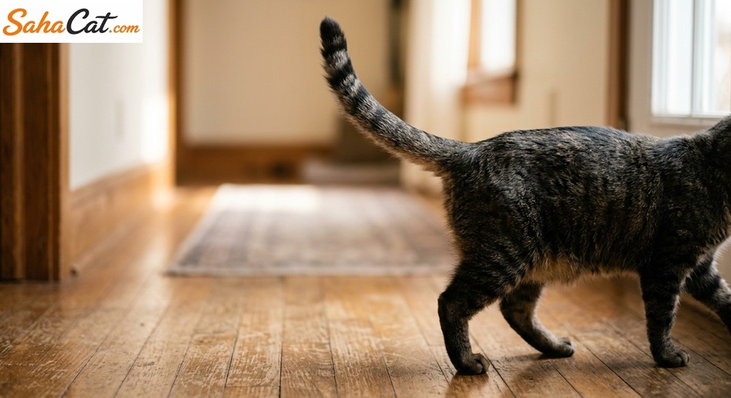 cat tail in an upright