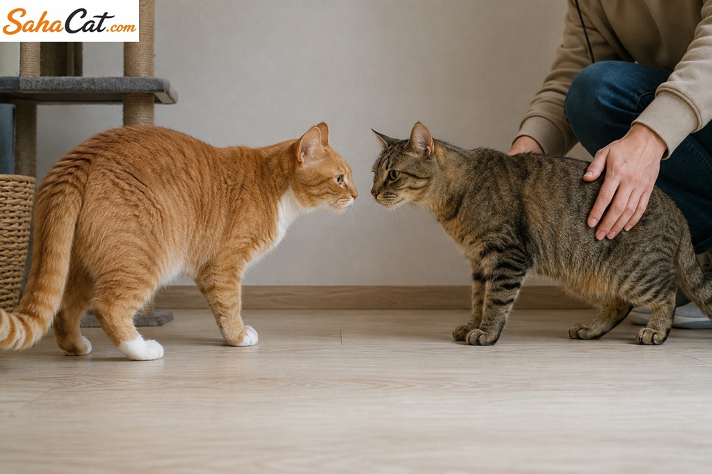 Two cats meeting