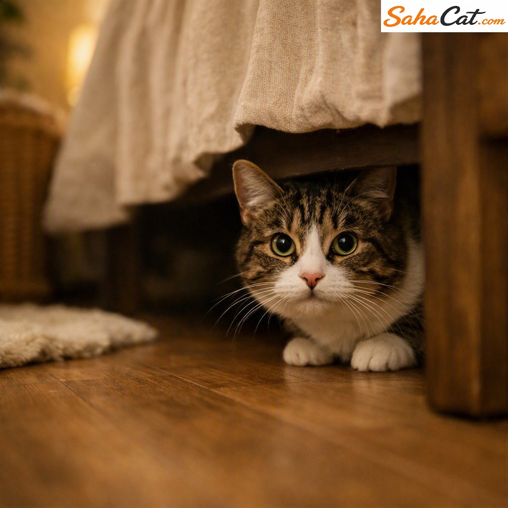 Cat under a bed