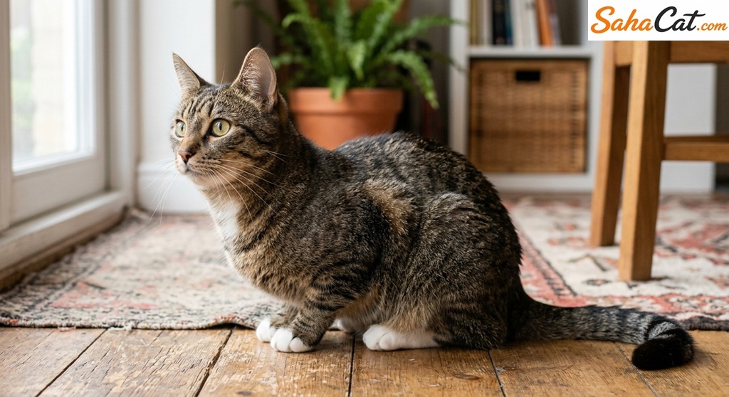 cat displaying alert