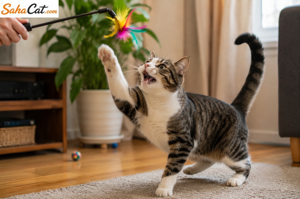 cat playing energetically