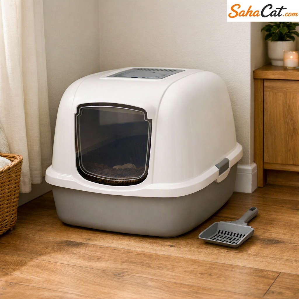 clean, modern covered litter box