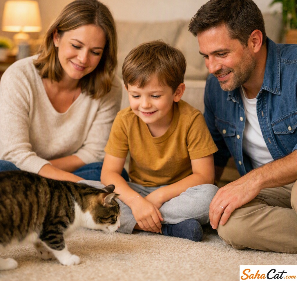 cat with trhe family