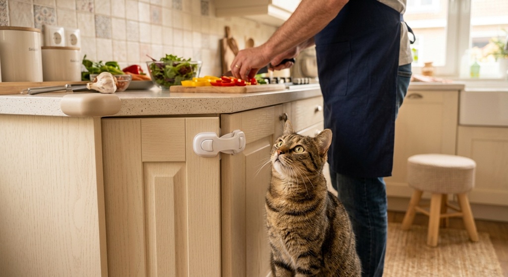 cat in kitchen
